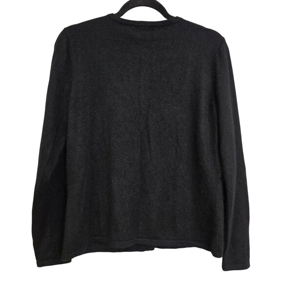 Merry & Bright Angora Rabbit Hair Wool Blend Black Embellished Cardigan Sweater - Picture 2 of 7